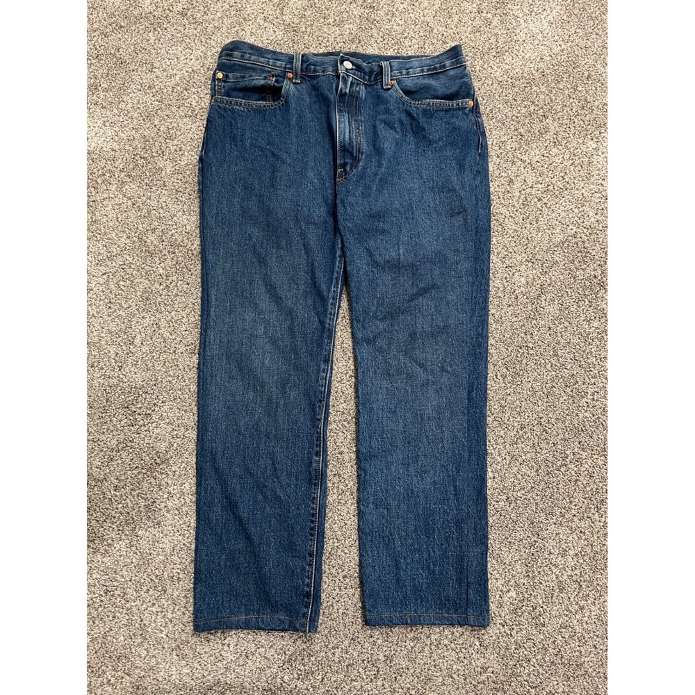 Levis 555 Relaxed Straight Leg Jeans Mens ACTUAL 36x28 Dark Wash Blue Denim